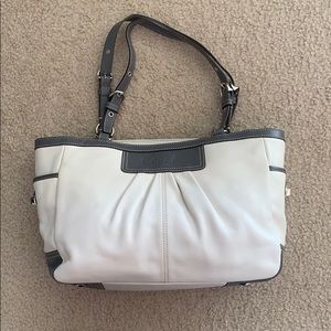 White and Gray Coach Bag